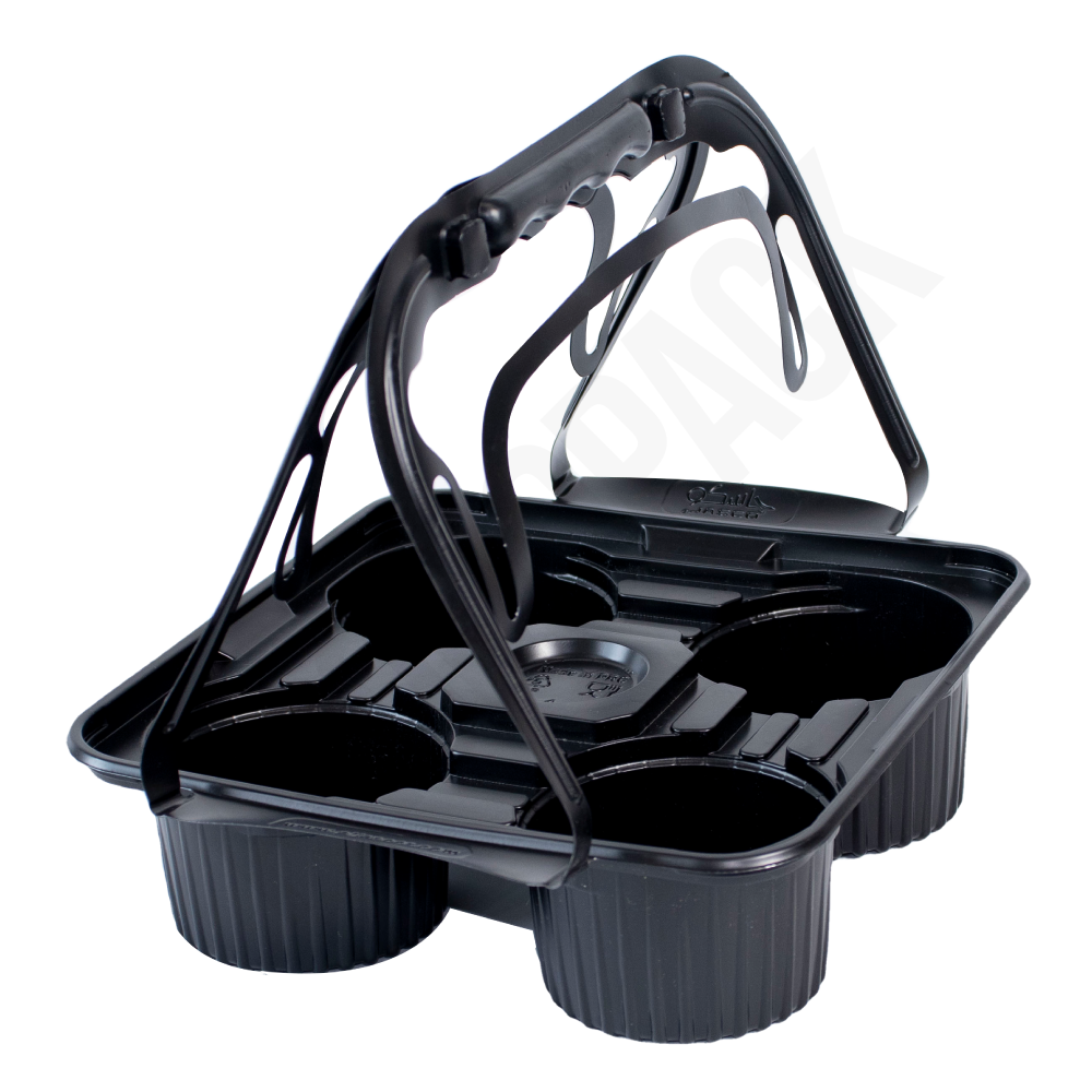 4Cups Black Plastic Carrier 135/ctn