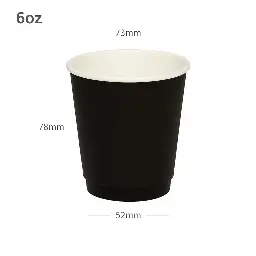 [015067] Black - 6oz Double Wall White Paper Cup 500/ctn