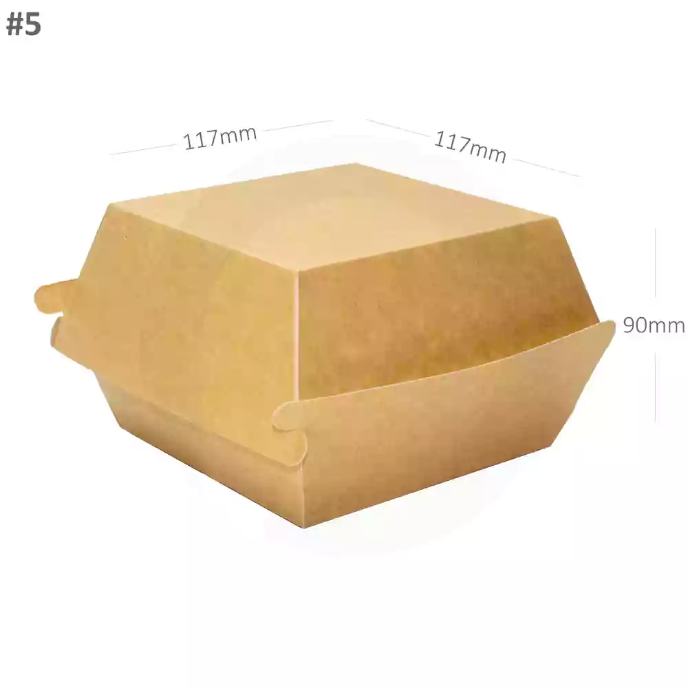 #5 Burger Kraft Paper Box 117×117×90H mm 200/ctn