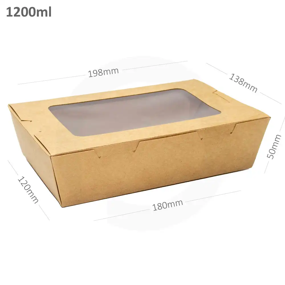 1200ml W Kraft Paper Window Lunch Box 200/ctn
