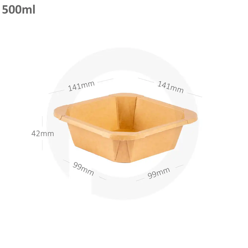 500ml Kraft Paper Square Bowl 300/ctn