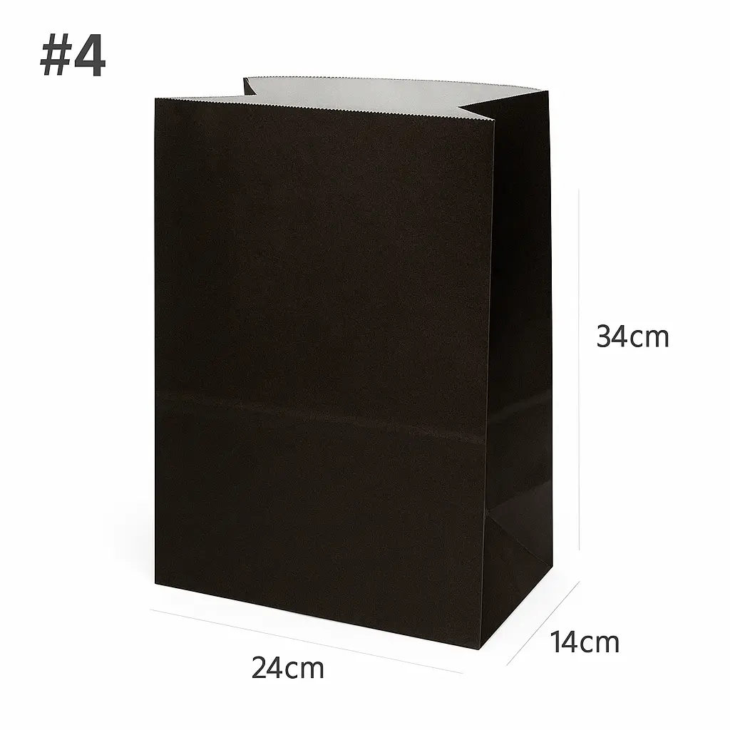Black - #4 White Paper No Handle Bag 200/ctn