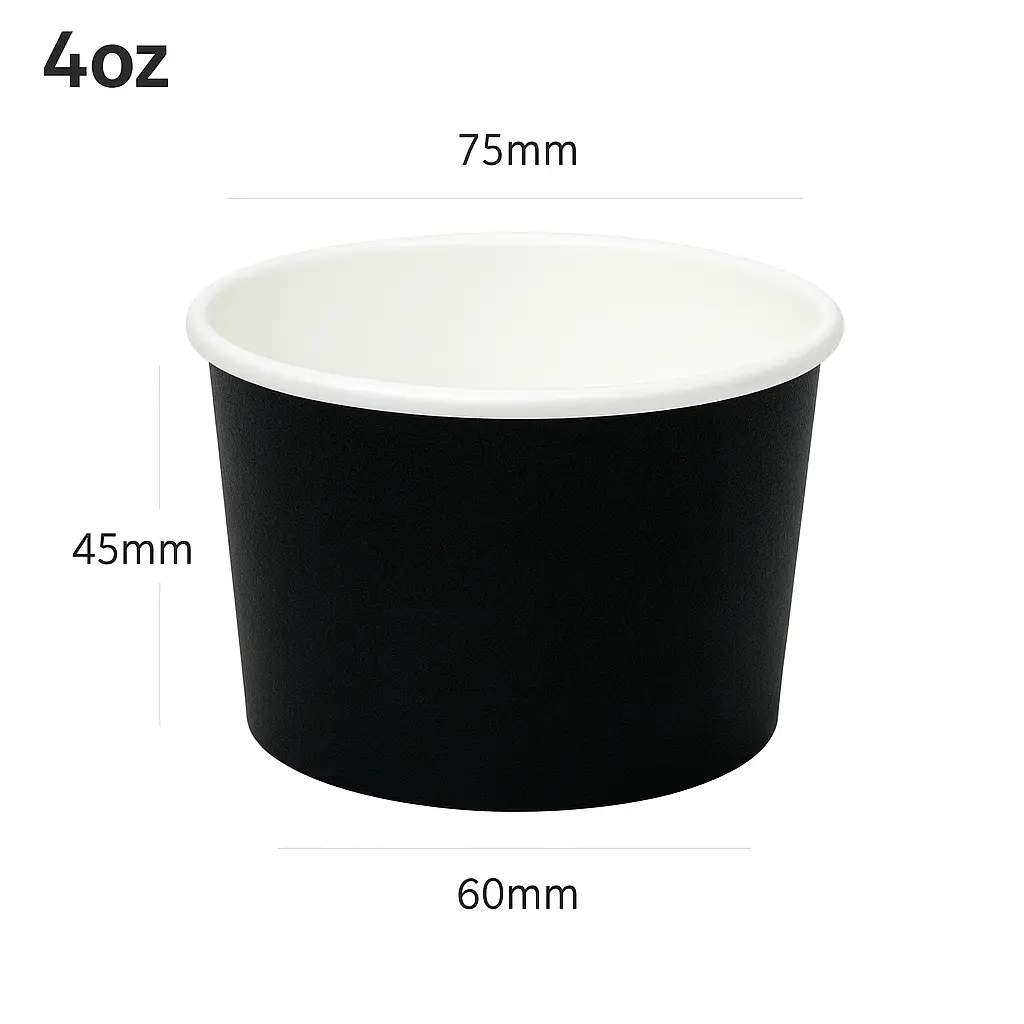 Black - 4oz White Paper Ice Cream Cup 1000/ctn
