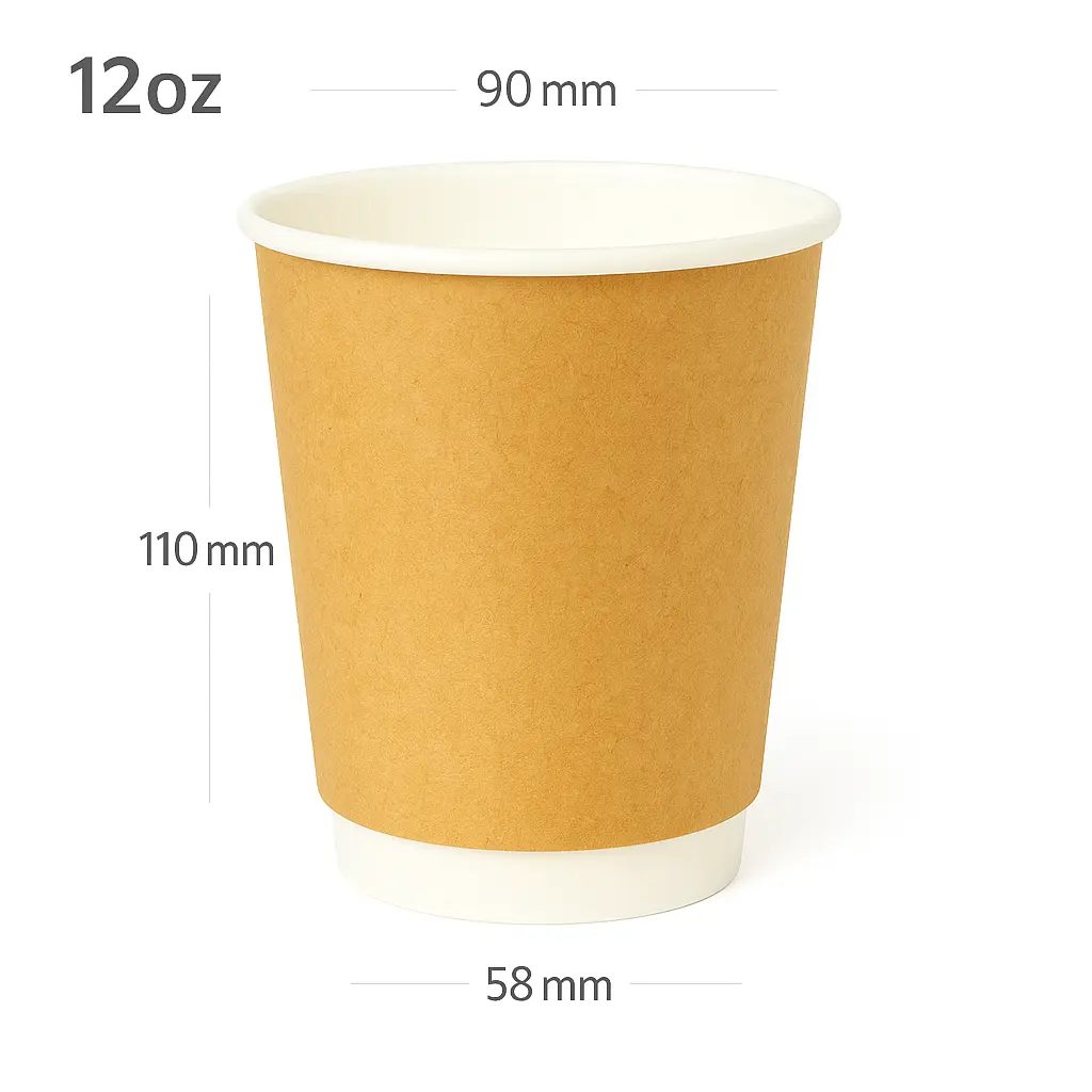 12oz Double Wall White Kraft Paper Cup 500/ctn