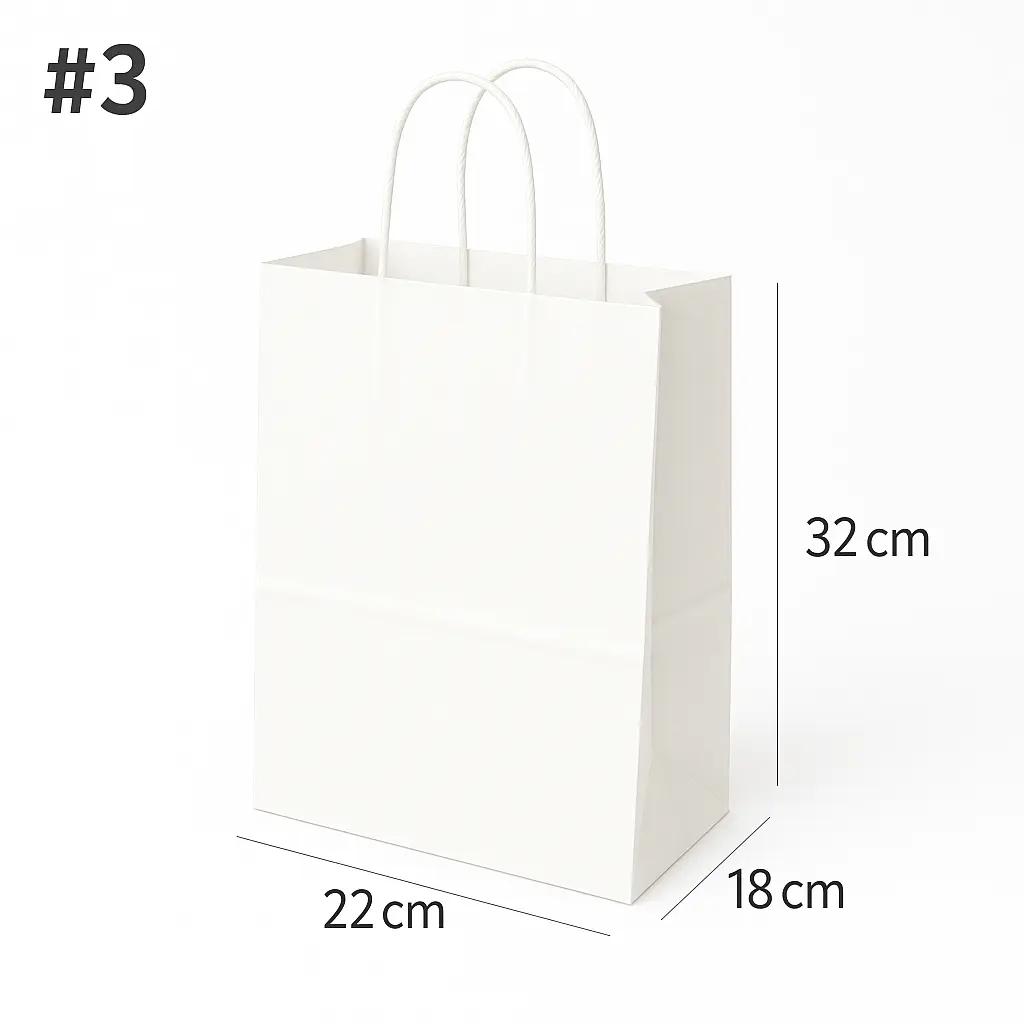 #3 White Paper Twisted Handle Bag 200/ctn