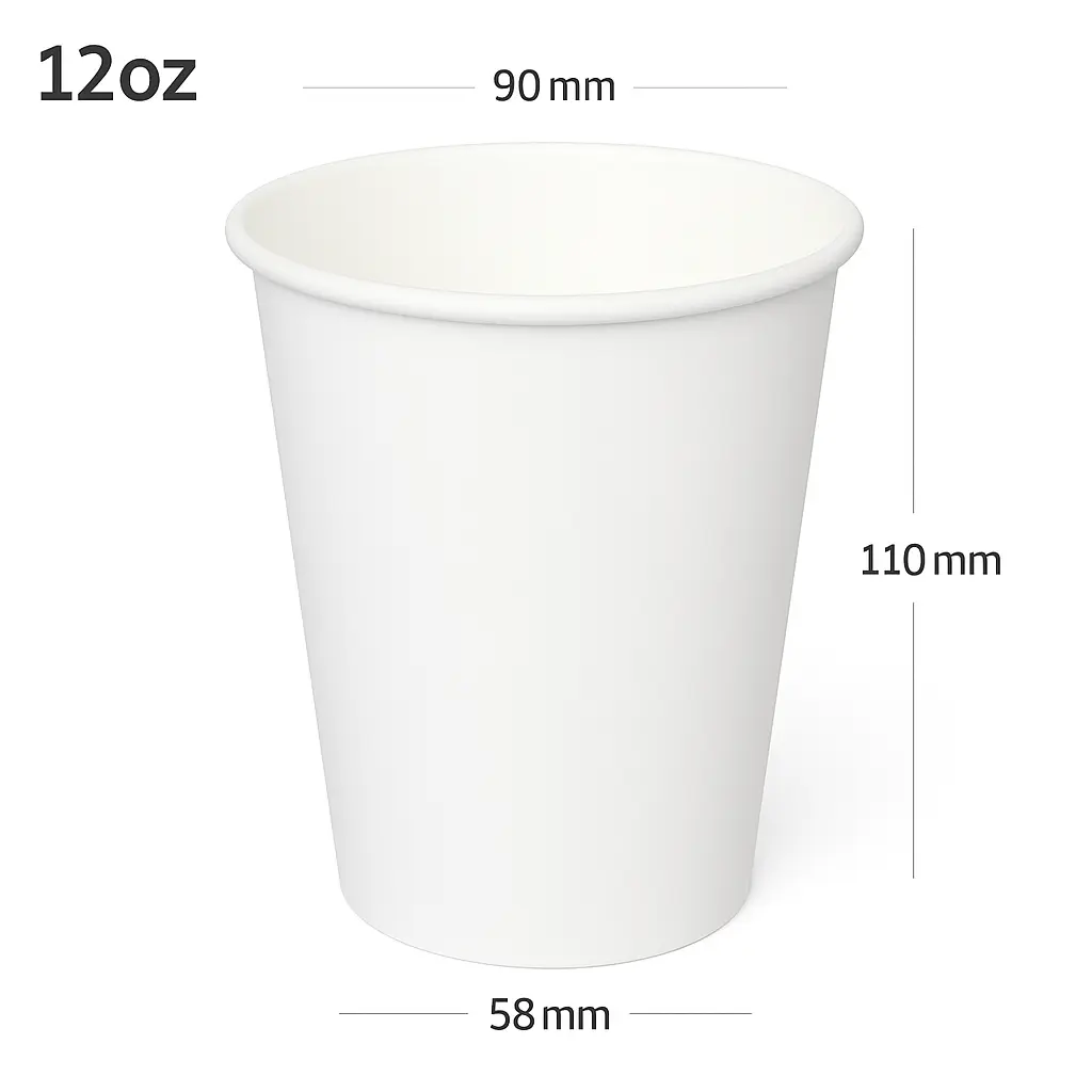 12oz Single Wall White Paper Cup 1000/ctn