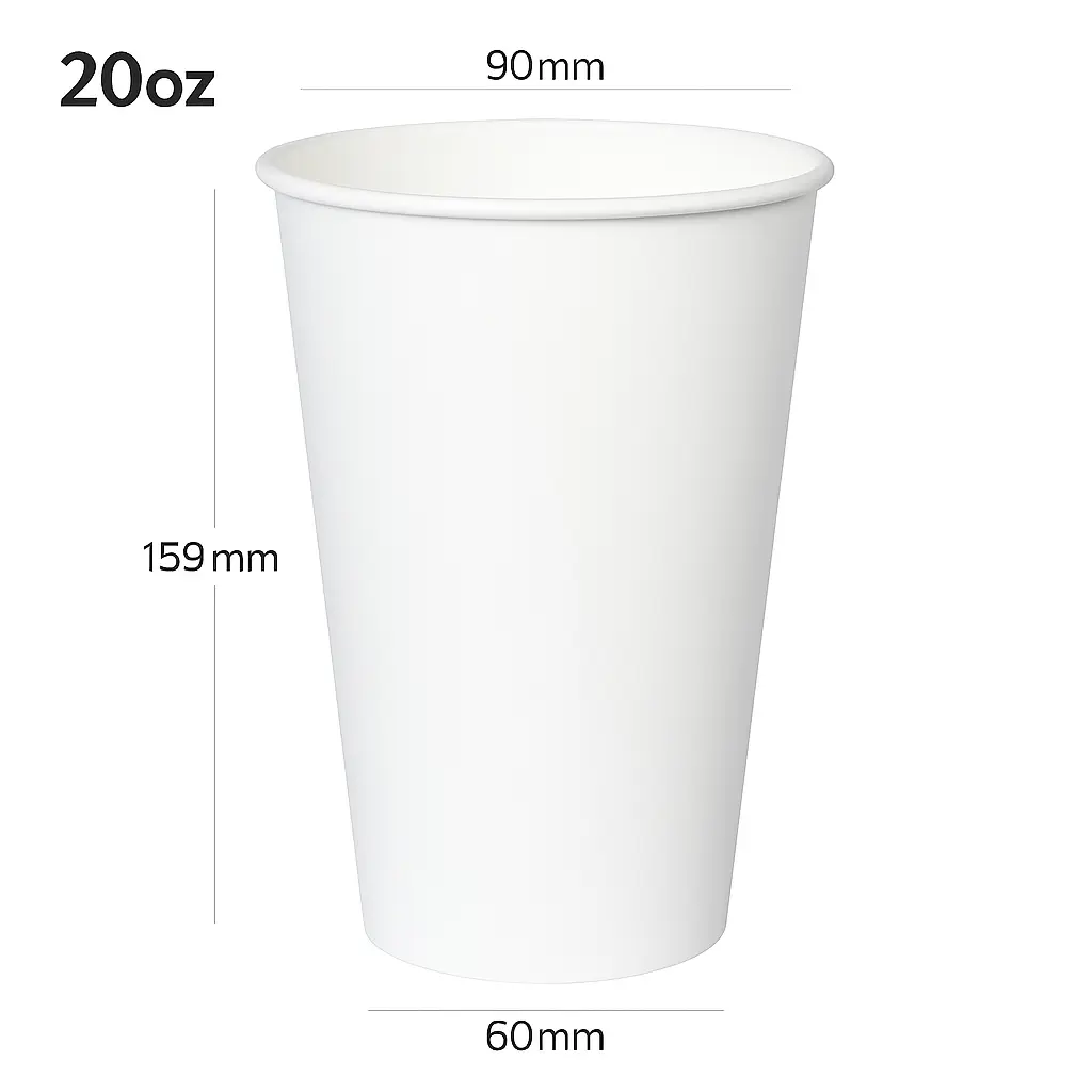 20oz Single Wall White Paper Cup 1000/ctn