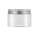 جار 120 مل بلاستيك شفاف بغطاء الومنيوم فضي 100 حبة