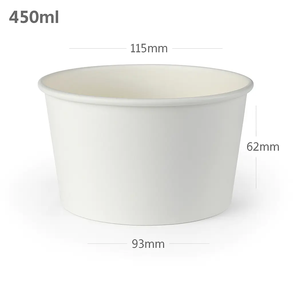 [076014] كوب شوربة 450  مل ورق ابيض 500  حبة