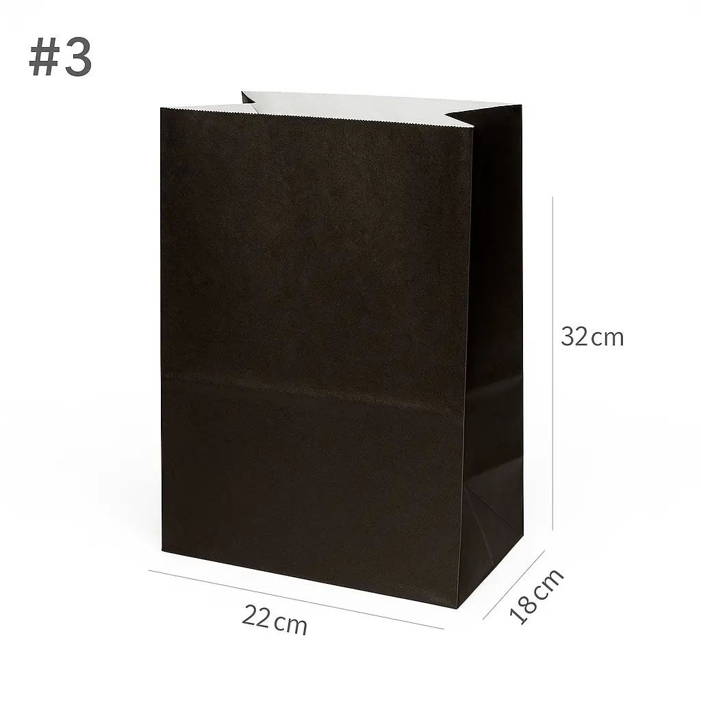 Black - #3 White Paper No Handle Bag 200/ctn