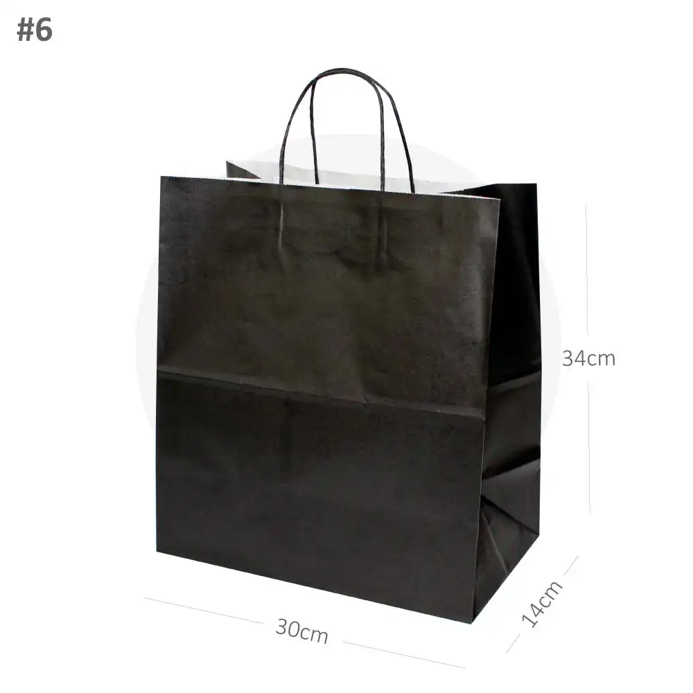 Black - #6 White Paper Twisted Handle Bag 200/ctn