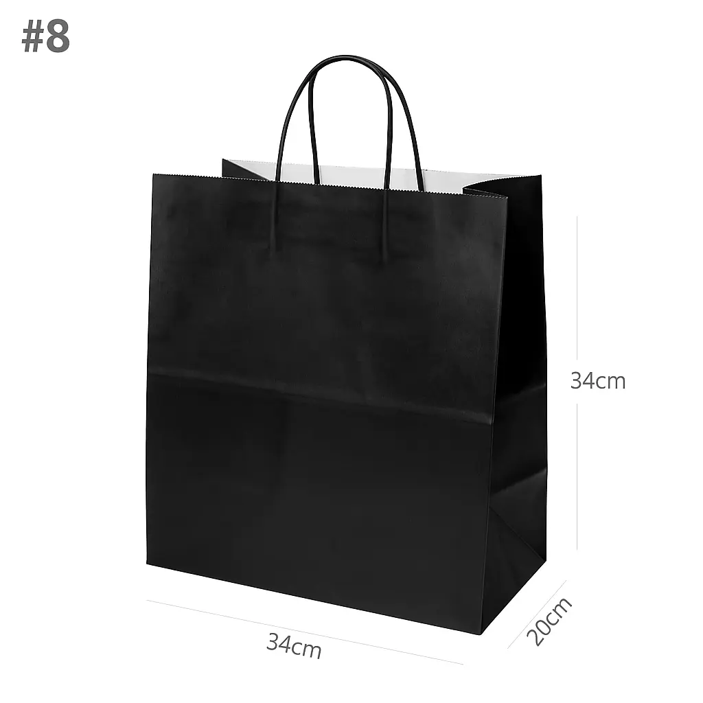 Black - #8 White Paper Twisted Handle Bag 200/ctn