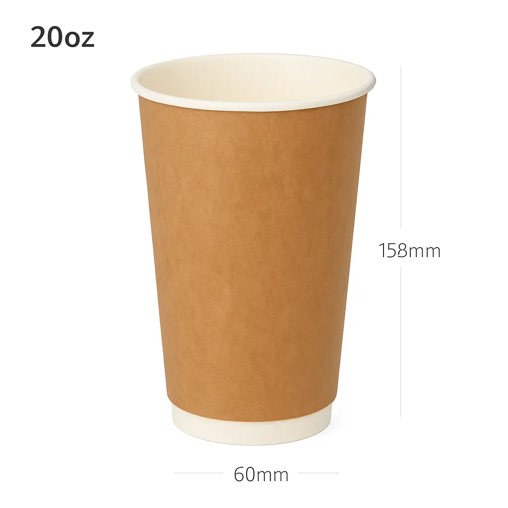 20oz Double Wall White Kraft Paper Cup 500/ctn