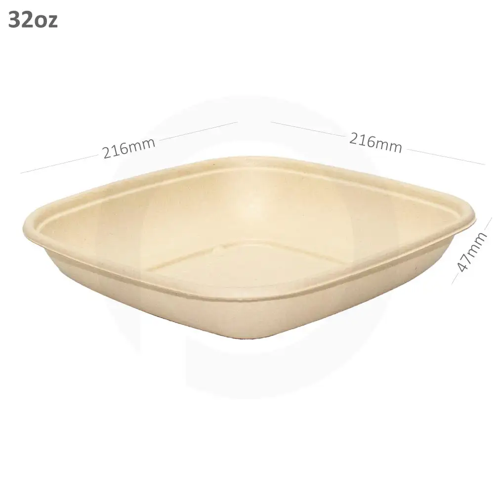 32oz Wide Bagasse Sugarcane Food Bowl  300/ctn