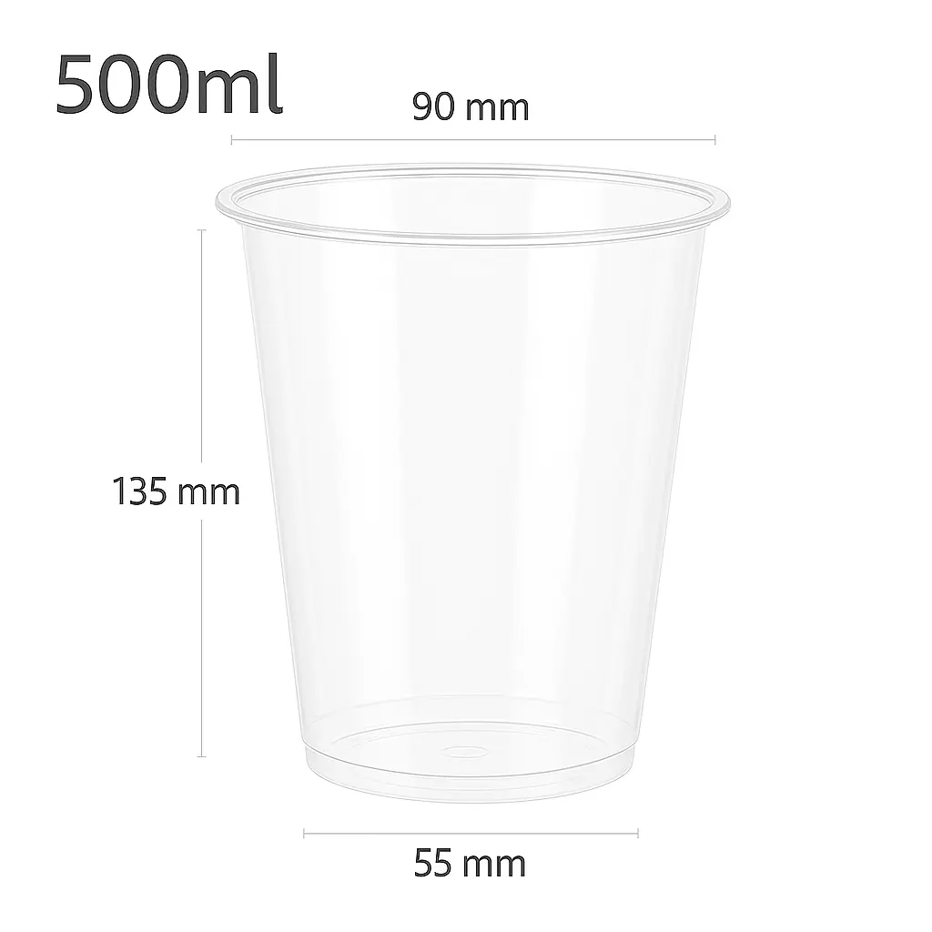 500ml-90 Clear PP Plastic Cup 500/ctn