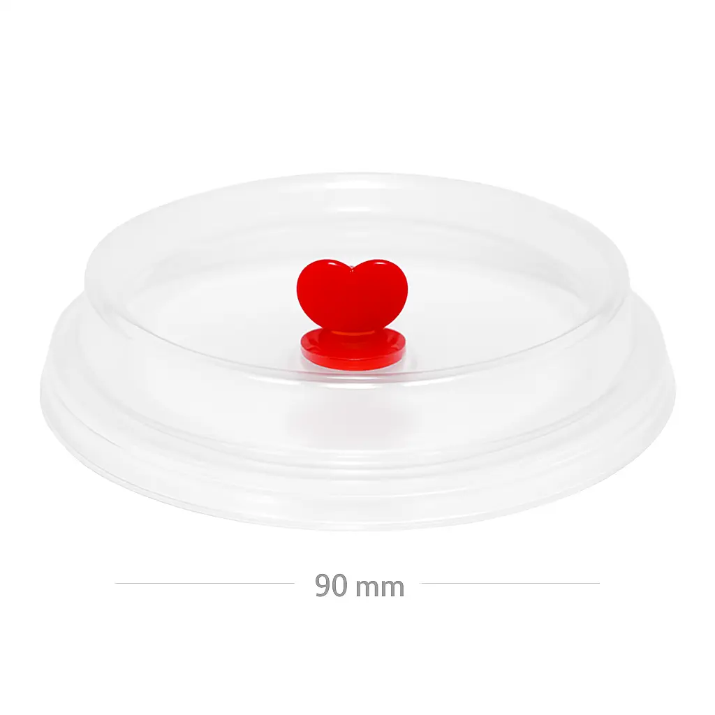 90mm Clear PP Plastic Red Heart Lid 1000/ctn