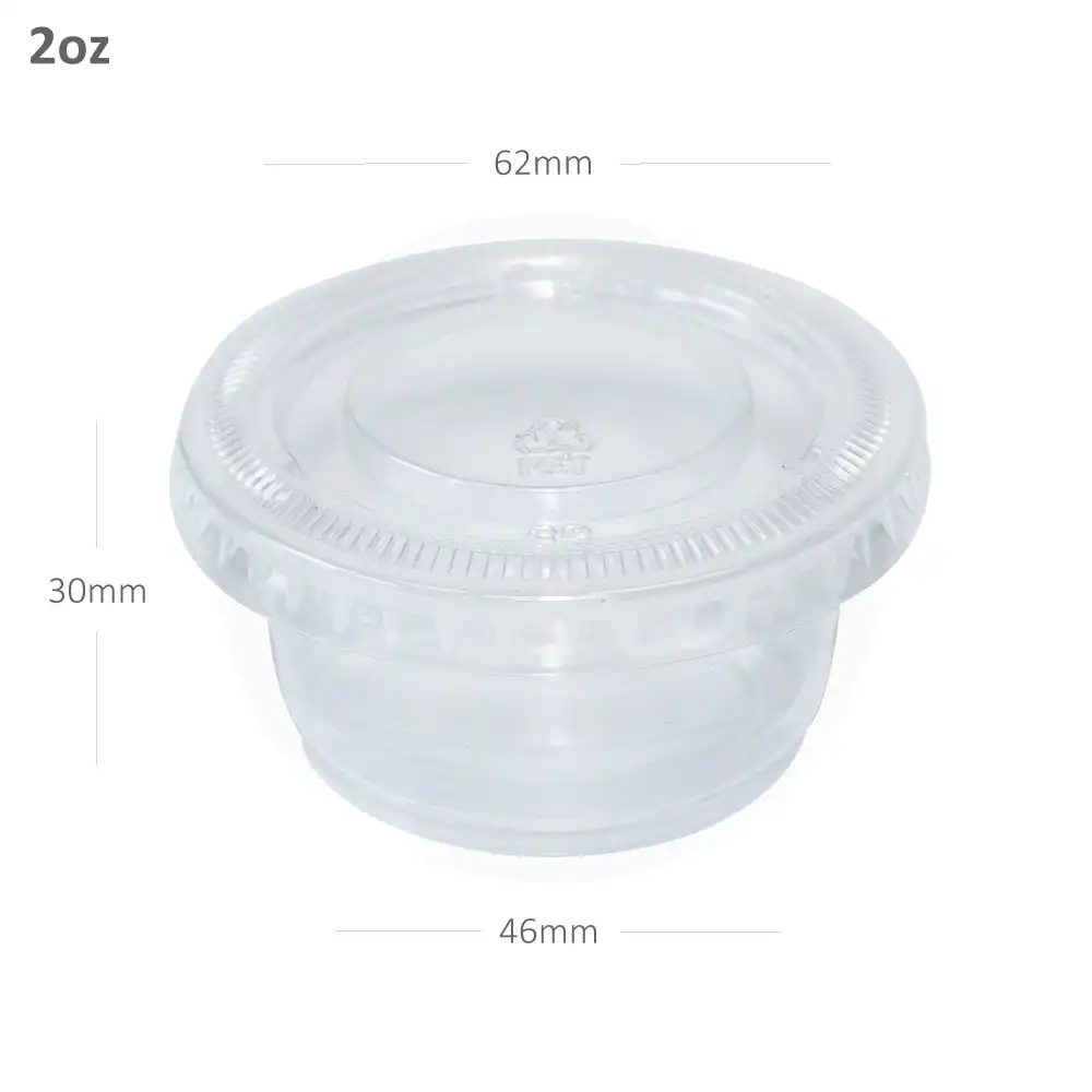[355003] 2oz PP Plastic Clear Sauce Cup with PET Lid 2000/ctn