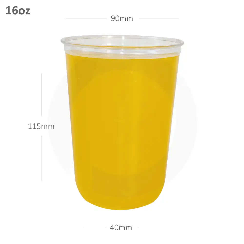 16oz/500ml PET Plastic U Shape Cup 1000/ctn