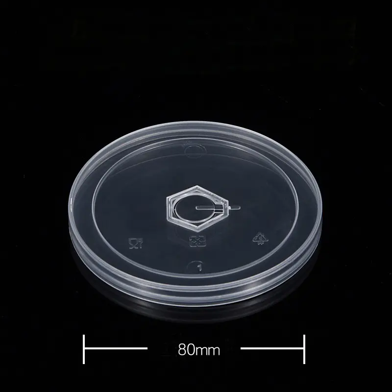 80mm PP Plastic Clear O Hole Lid 1000/ctn