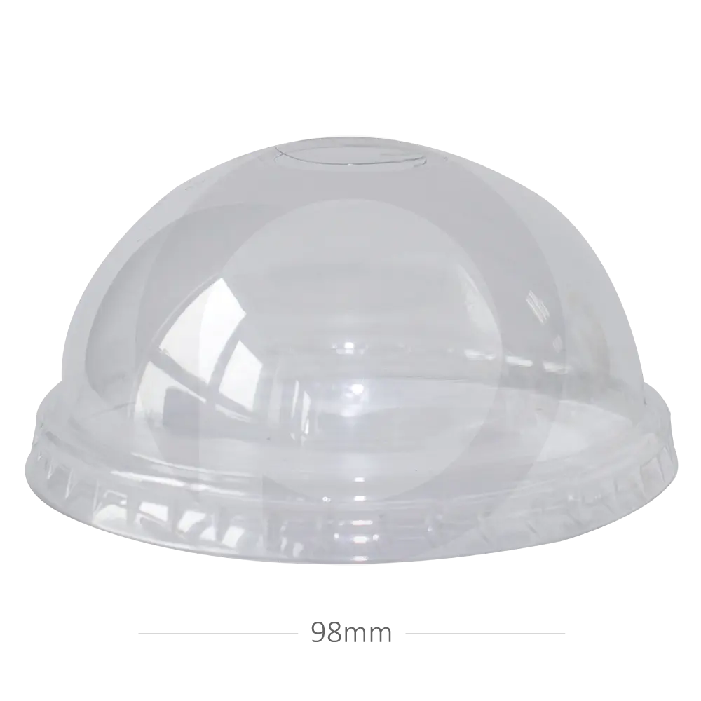 غطاء كوب 98 مم قبة بلاستيك شفاف بدون فتحة 1000 حبة