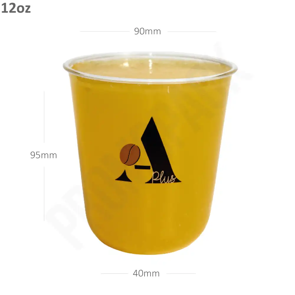 A+ Coffee - 12oz PET Plastic U Shape Cup 1000/ctn