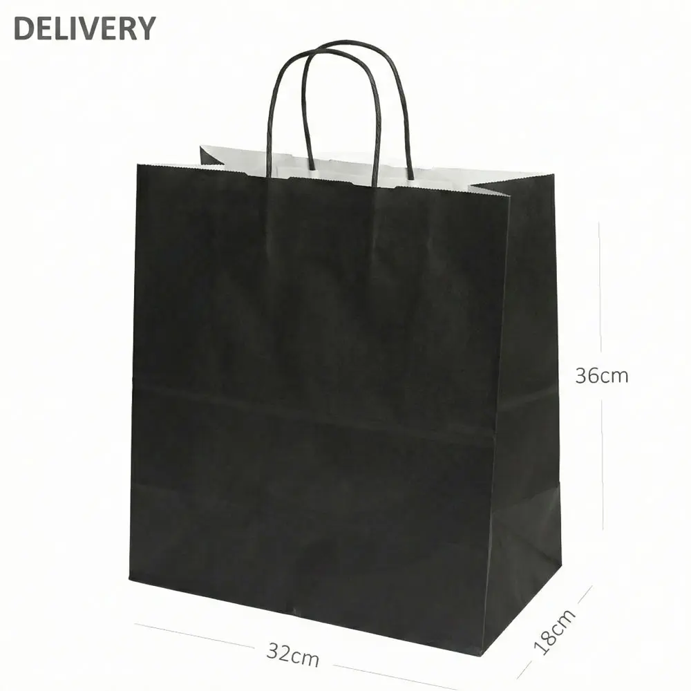 [101033] Black - #3218 White Paper Twisted Handle Bag 200/ctn