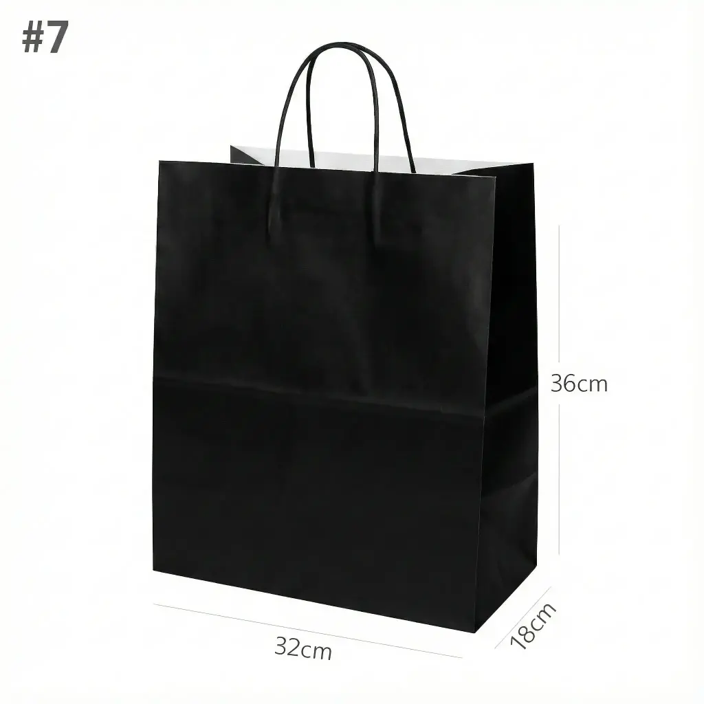 [101033] Black - #7 White Paper Twisted Handle Bag 200/ctn