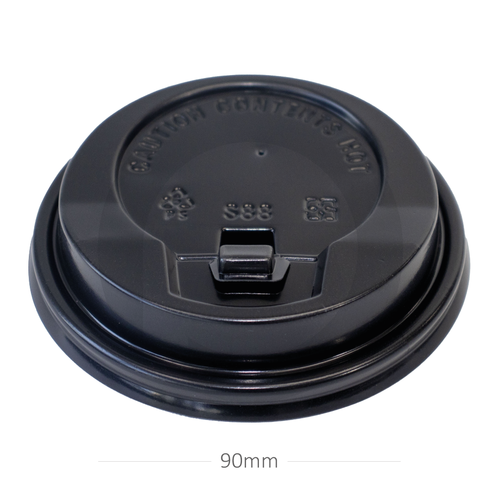 [113005] 90mm PS Plastic Shiny Black With Cap Lid 1000/ctn