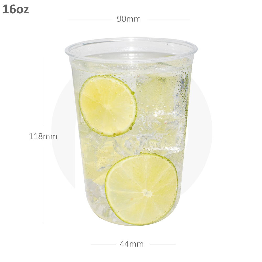 [392009] 16oz 90mm PET Plastic U Shape Cup 1000/ctn