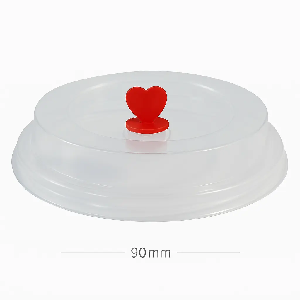 [012032] 90mm PP Plastic Clear Lid With Red Heart 1000/ctn
