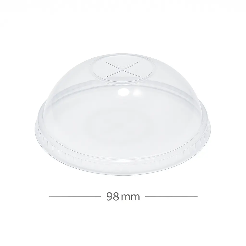 [012046] 98mm PET Plastic X hole Dome Lid 1000/ctn