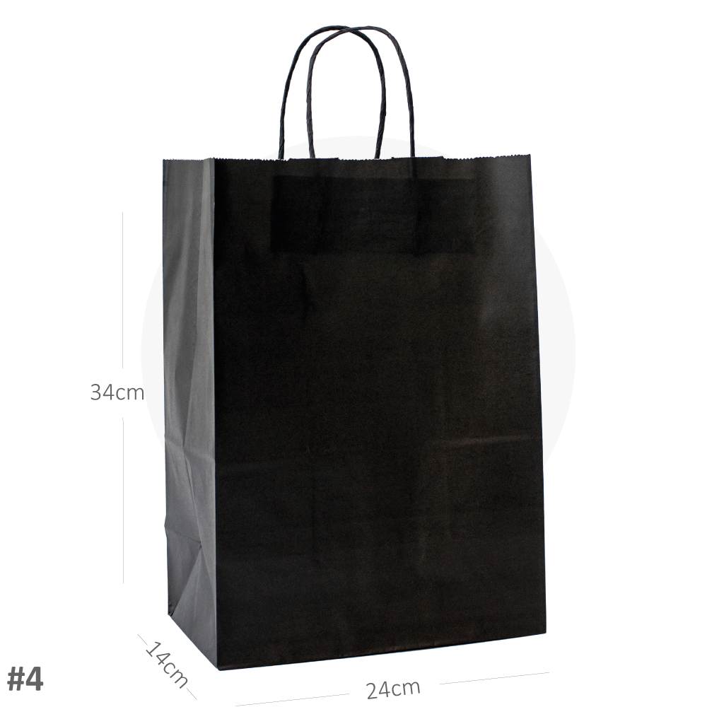 [031001] Black - #2414 White Paper Twisted Handle Bag 200/ctn