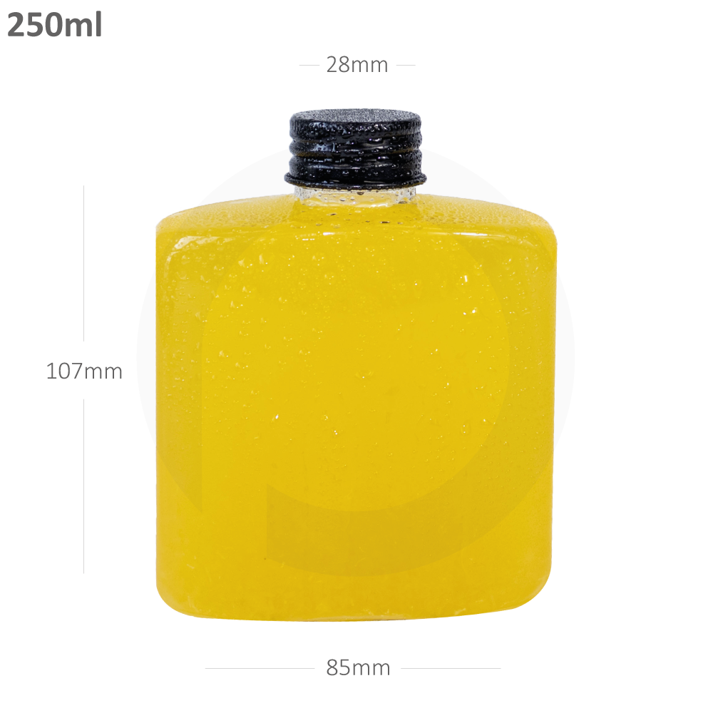 [368044] قارورة قهوة باردة 250 مل بلاستيك شفاف بغطاء الومنيوم اسود 200 حبة