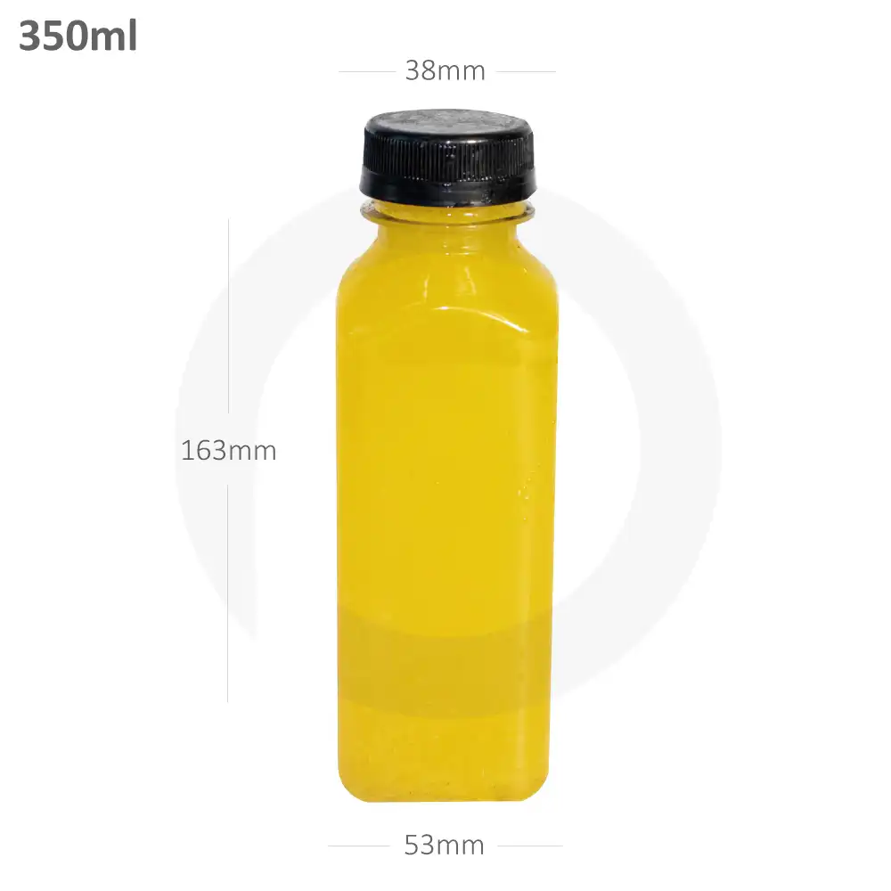 [024002] 350ml PET Plastic Bottle Black Plastic Cap 200/ctn