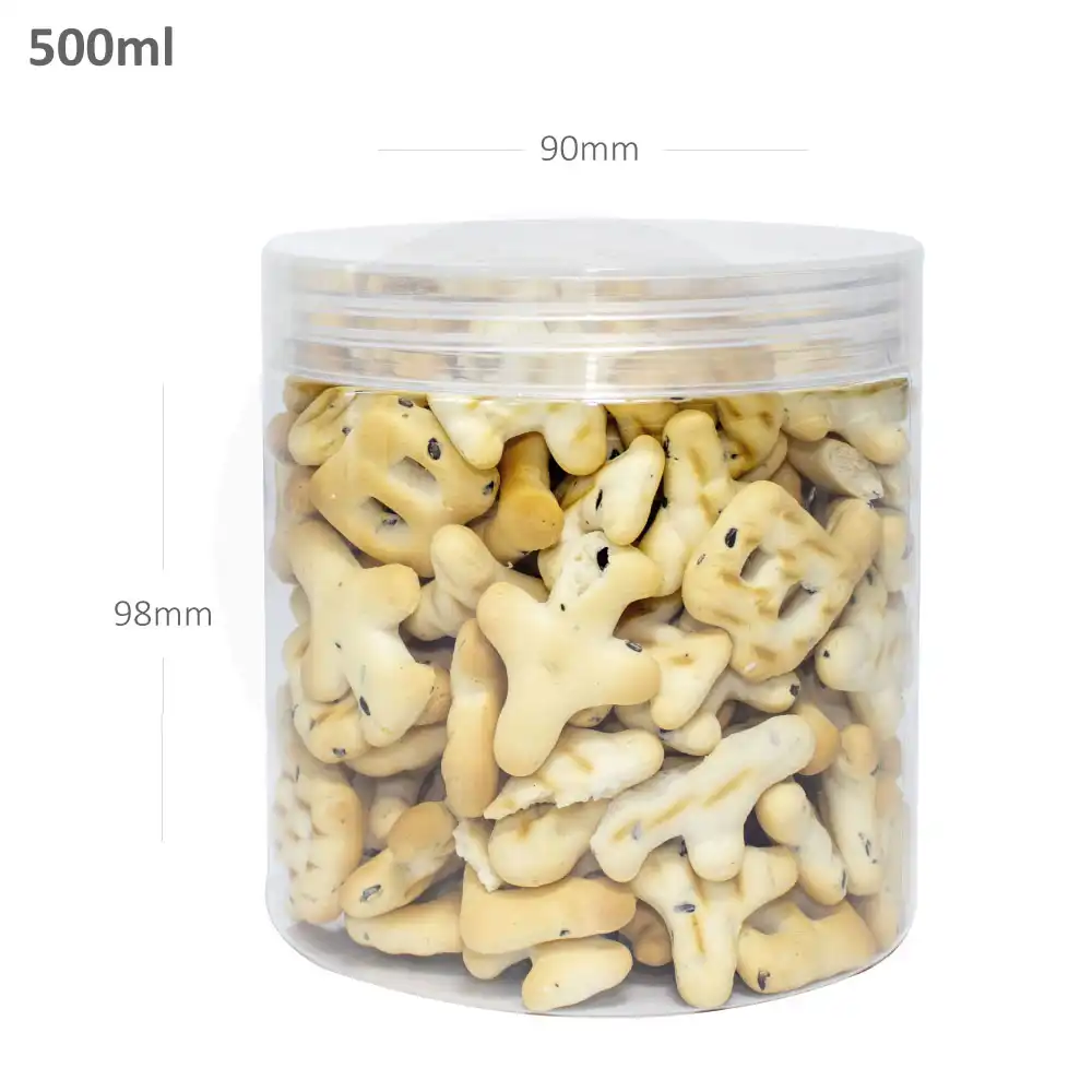 [010002] 500ml/90mm PET Plastic Jar PP Cap 100/ctn