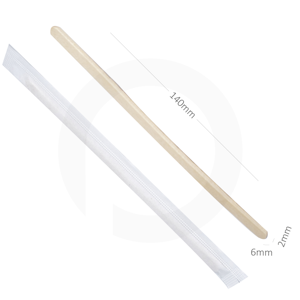 [388104] 140mm Wooden Coffee Stirrer Kraft Paper Wrap 2000/ctn