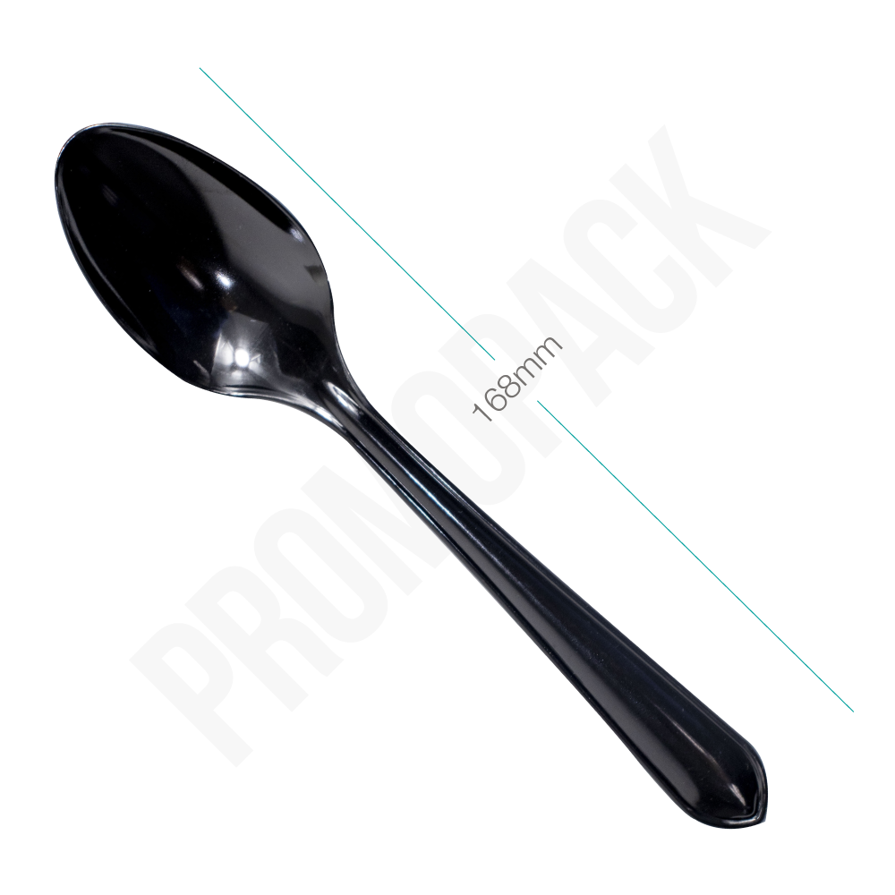 [351007] Premium Black PS Plastic Spoon Film Wrap 1000/ctn