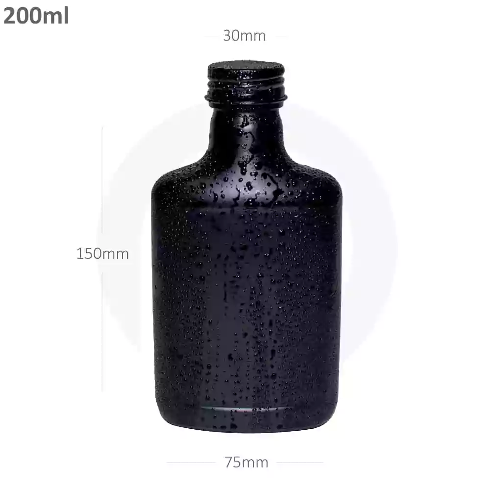 [027001] 200ml D Black Cold Brew Glass Bottle Black Alu Cap 50/Ctn