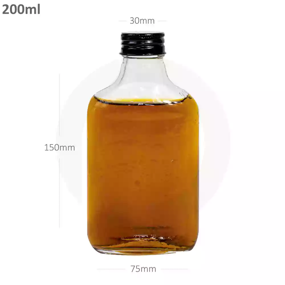 [022006] 200ml D Cold Brew Glass Bottle Black Alu Cap 50/ctn
