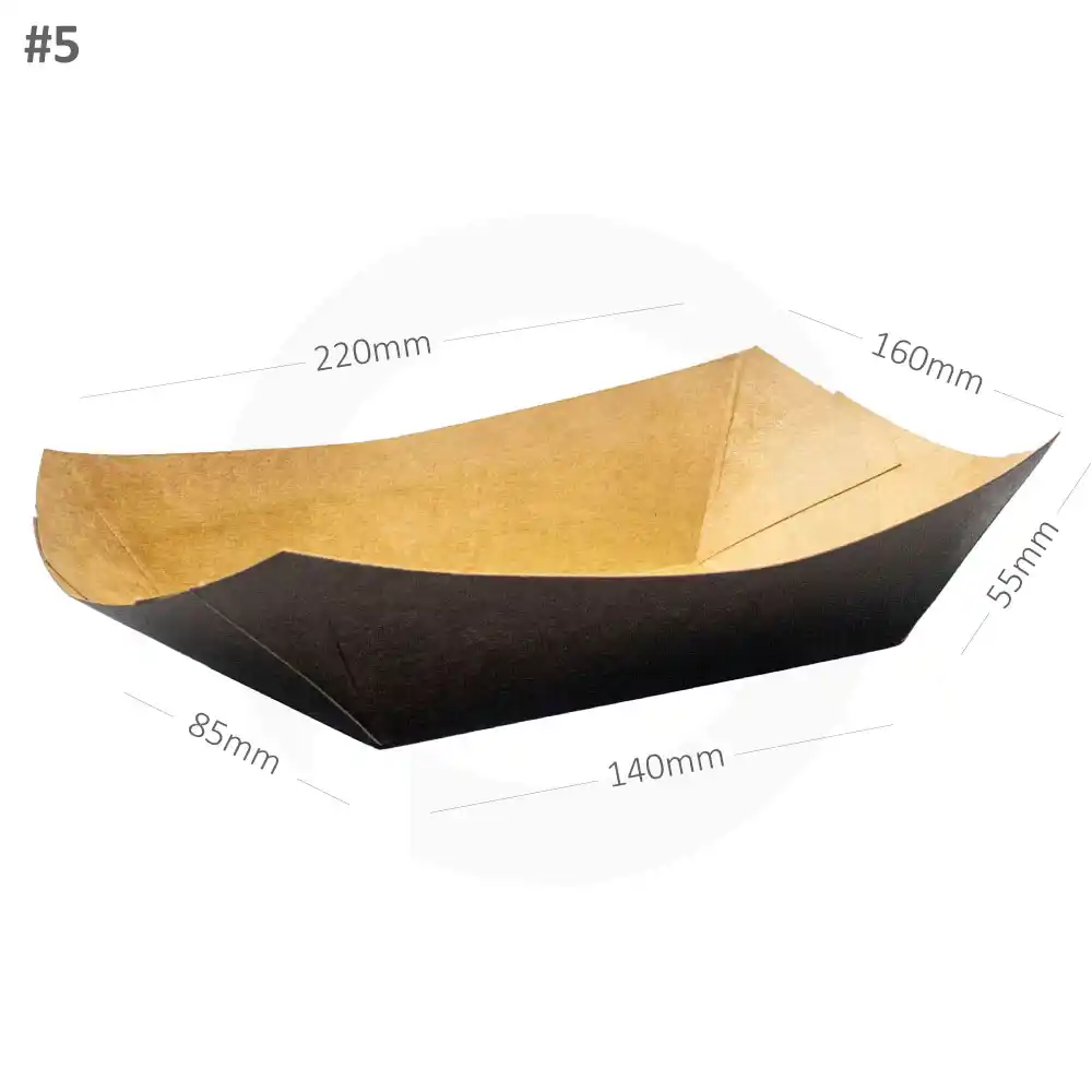 [392001] Black - #5 Kraft Paper Food Tray 500/ctn