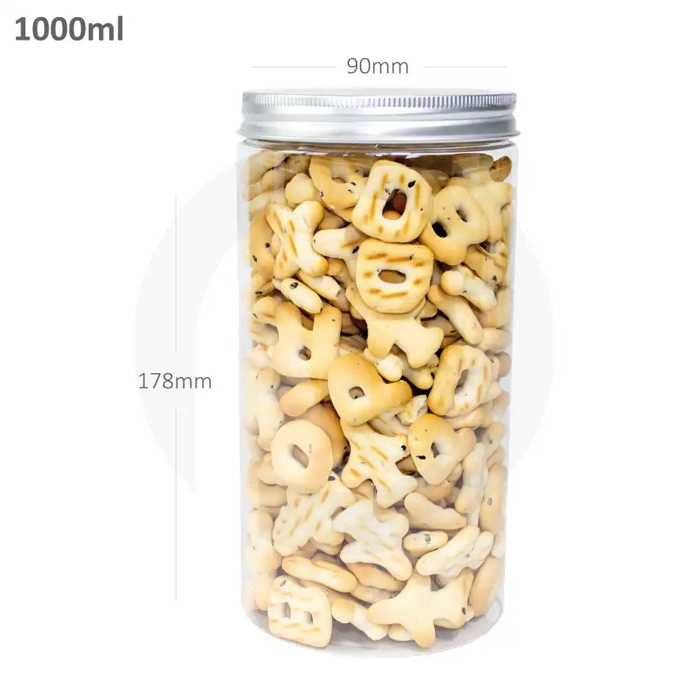 [010024] 1000ml/90mm PET Plastic Jar Alu Cap 50/ctn