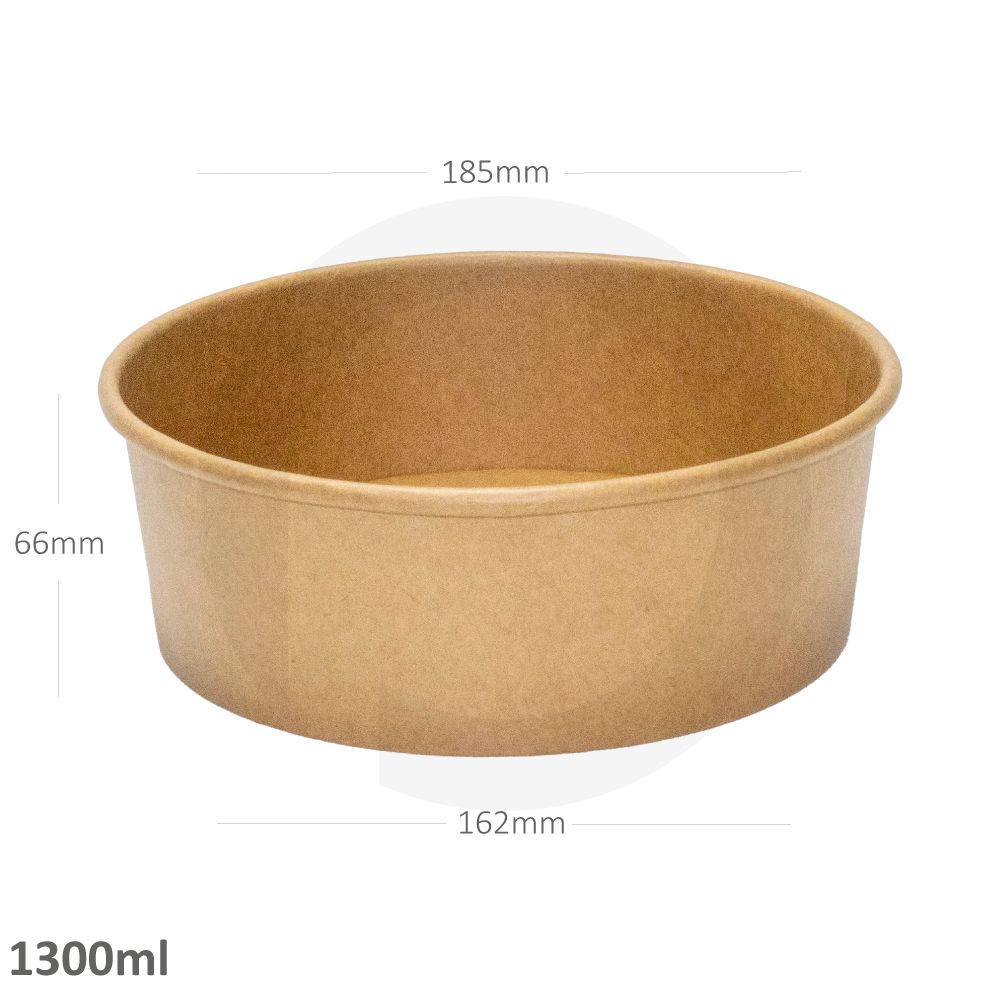 [012066] 1300ml Kraft Paper Salad Bowl - 300/ctn