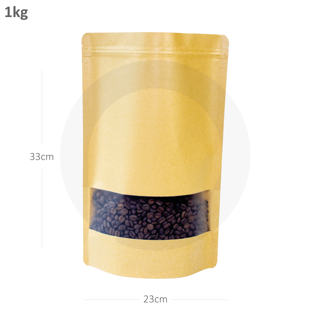 [021015] 1000g Kraft Stand Up Ziplock & Window Bag 250/ctn