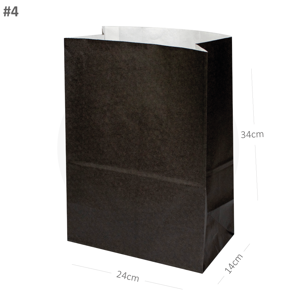 [030010] Black - #2414 White Paper No Handle Bag 200/ctn