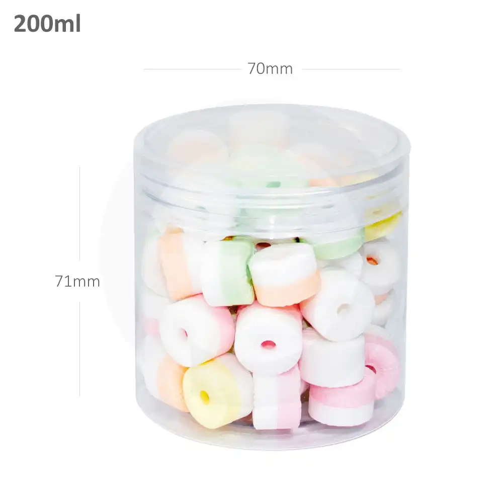 [010076] 200ml/70mm PET Plastic Jar Clear PP Cap 100/ctn