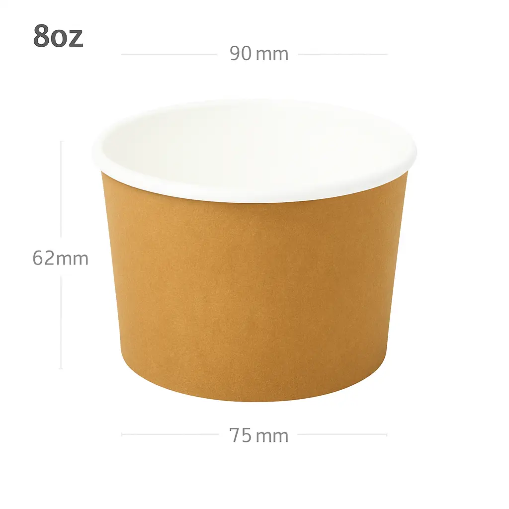 [015071] Brown - 8oz White Paper Soup Cup 500/ctn