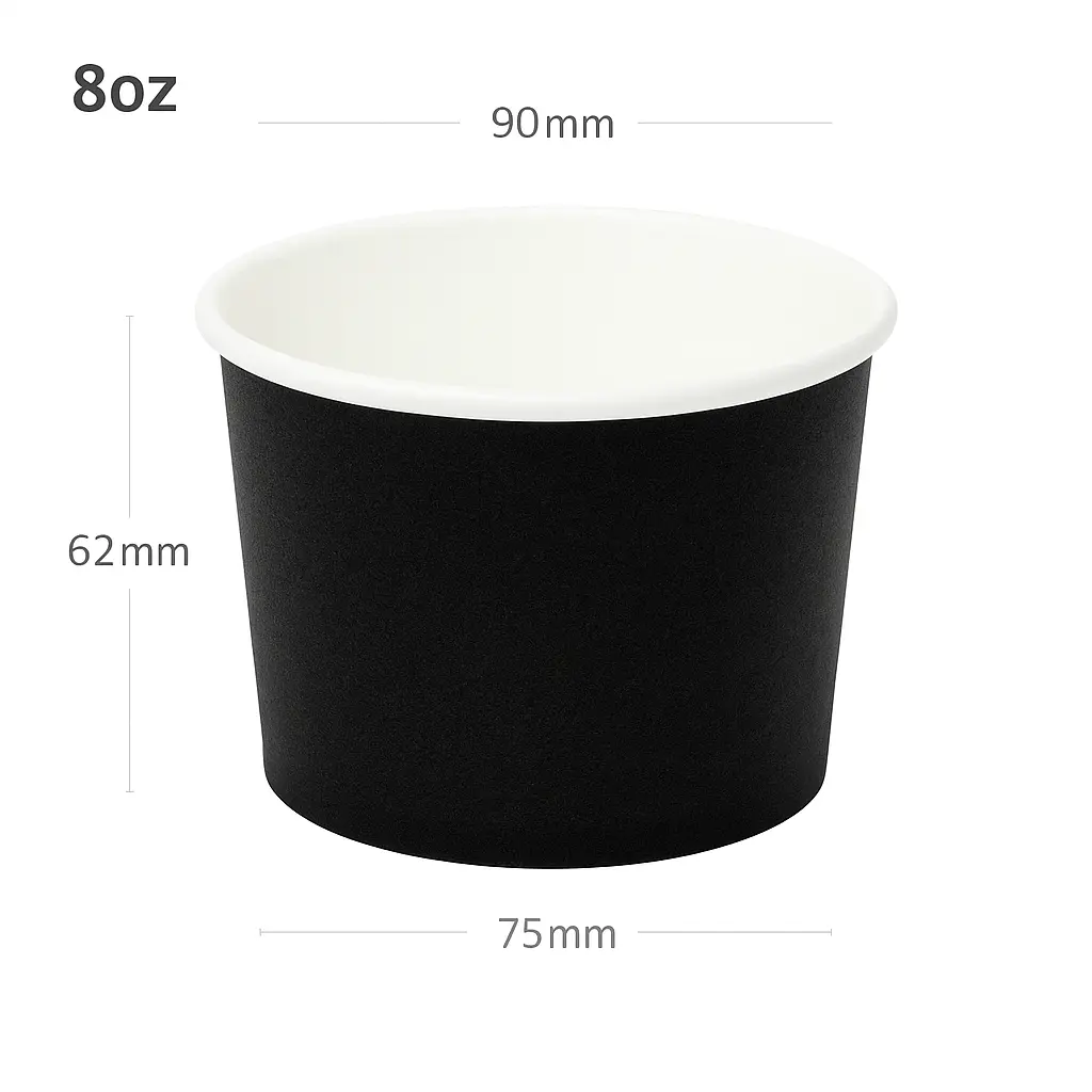 [015070] Black - 8oz White Paper Soup Cup 500/ctn