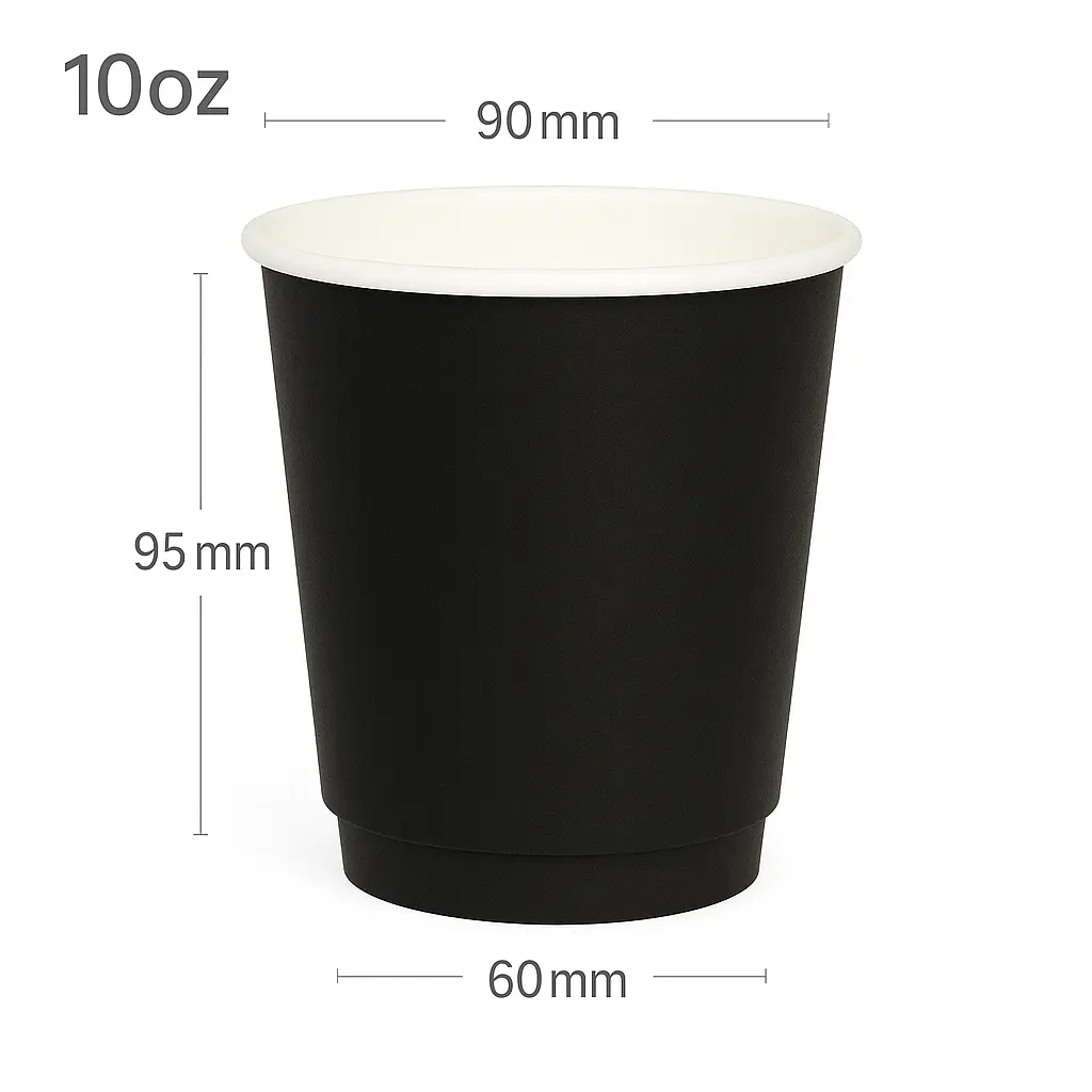 [015029] Black - 10oz Double Wall White Paper Cup 500/ctn