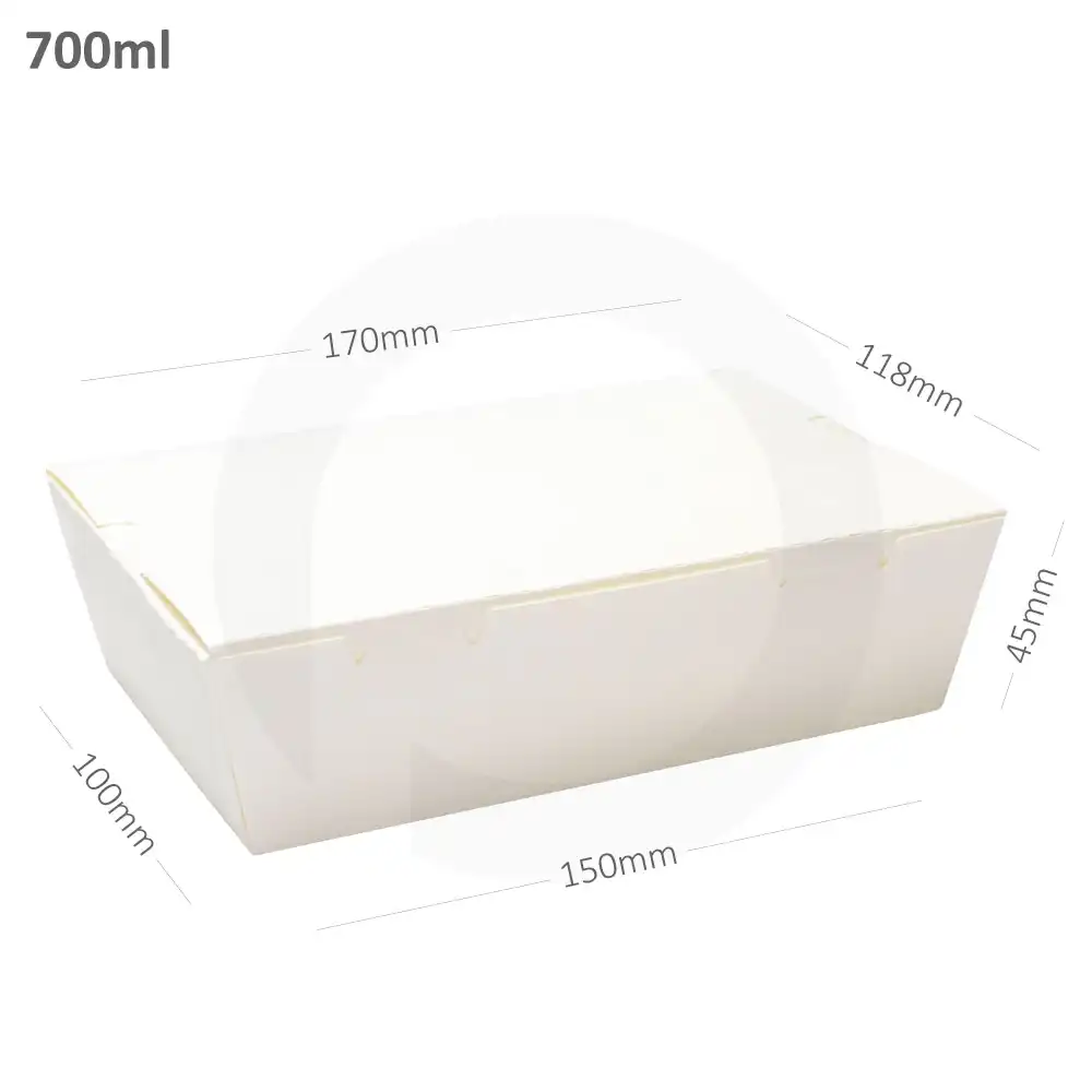 [005040] 700ml White Paper Lunch Box 200/ctn