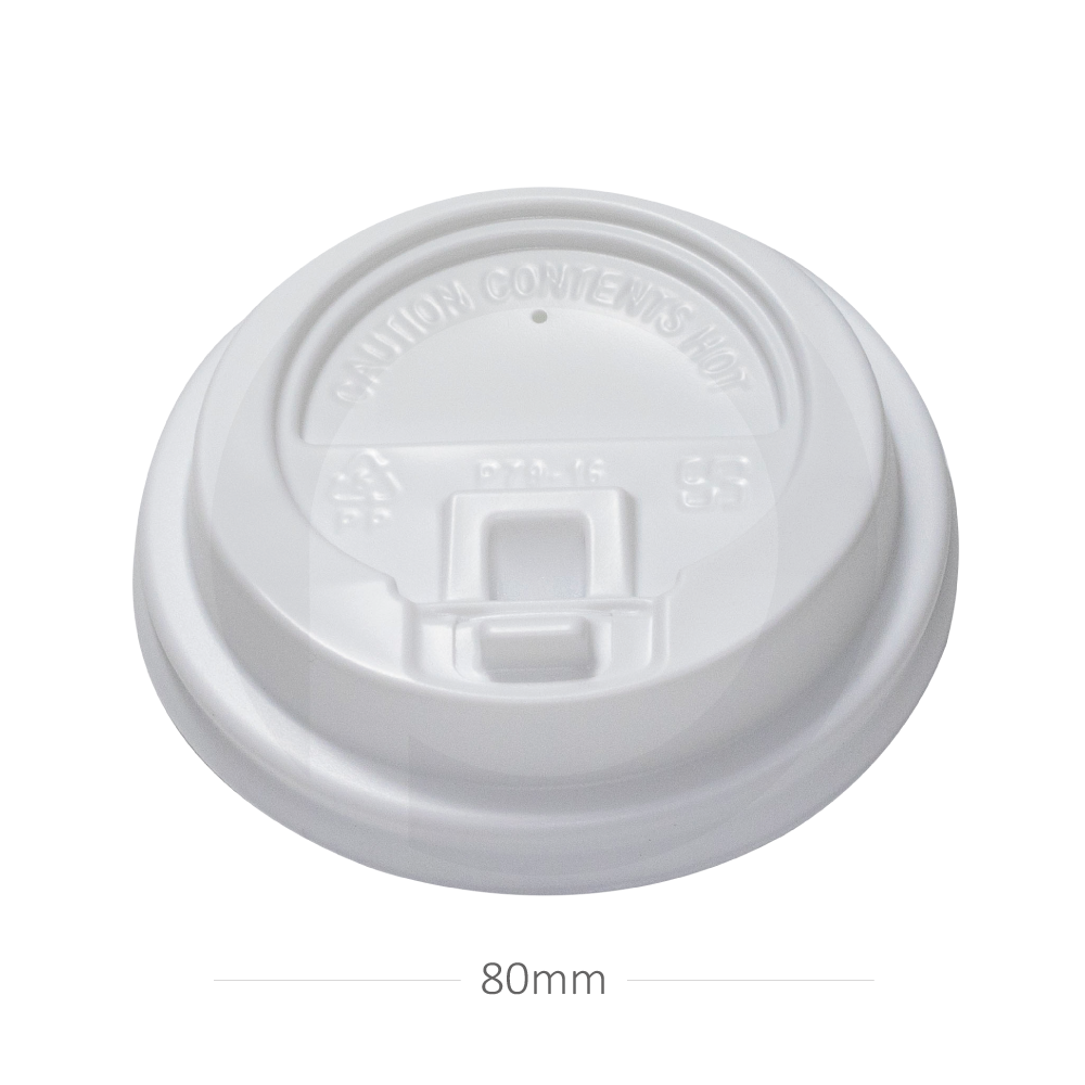 [054007] 80mm PP Plastic White Lid With Cap 1000/ctn